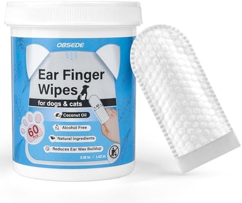 OBSEDE Dog & Cat Ear Cleaner Wipes, 60 Ct Finger Wipes for Pet Grooming by OBSEDE