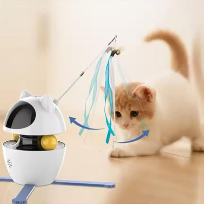 4-in-1 Interactive Cat Toy Ball Smart Motion Teaser with Wand, Feathers & Ligth with Auto Movement Fun and Engaging Play for Indoor Cats