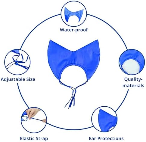 Cat Shower Cap and Bath Brush set, Cat Ear Cover and Grooming Bathing Brush for Cats Puppy Small Dogs, Cat Ear Protection Stuff, Small Dog Cat Bathing Supplies, Pet Accessories (Blue) - Image 2