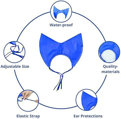 Cat Shower Cap and Bath Brush set, Cat Ear Cover and Grooming Bathing Brush for Cats Puppy Small Dogs, Cat Ear Protection Stuff, Small Dog Cat Bathing Supplies, Pet Accessories (Blue) - Image 2