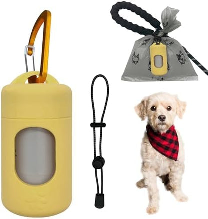 Dog Poop Bag Dispenser for Leash with Snap Clip, Skin-friendly Texture Waste Bag Holder for Dog Walks and Cats, Pets Litter Bag Container, Indoor & Outdoor Use (Yellow, 1) by Infinite+Node