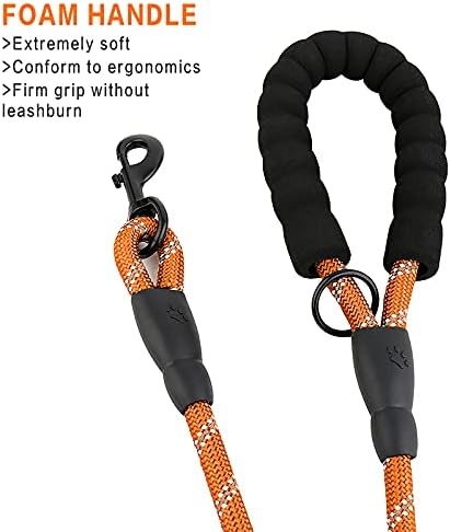 PLUTUS PET Rope Dog Leash 6ft Long,Traffic Padded Two Handle,Heavy Duty,Reflective Double Handles Lead for Control Safety Training,Leashes for Large Dogs or Medium Dogs,Dual Handles Leads(Orange) - Image 6