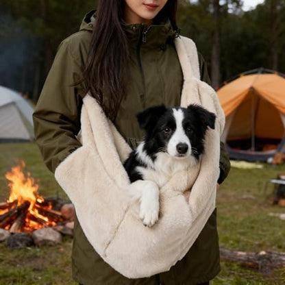 Cat Carrier Slings Soft Puppy Carrying Bag for Outdoor Travel Pet Boby Holder Hands Free for Small Dogs Kittens, Ivory - Image 6