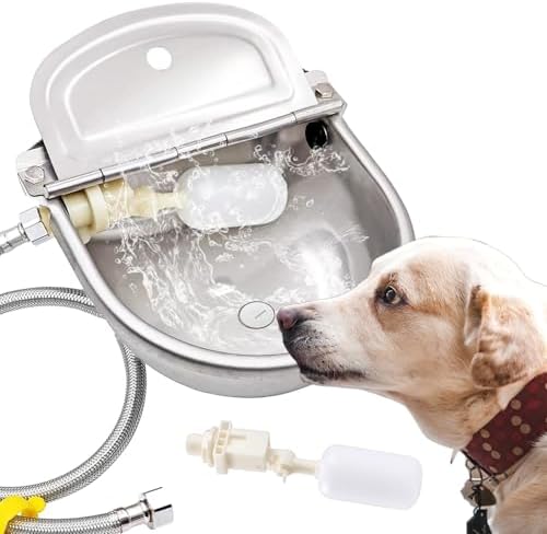 Automatic Dog Water Bowl Dispenser Large Size Pet Waterer Feeder Stainless-Steel Water Trough for Poultry and Small Livestock by AKUATUZ