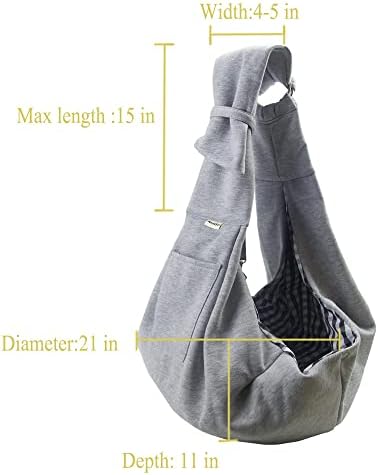 Pet Sling Carrier Adjustable Shoulder Strap Puppy Tote Hands Free Reversible Pet Backpack for Outdoor Travel Classci Grey - Image 3