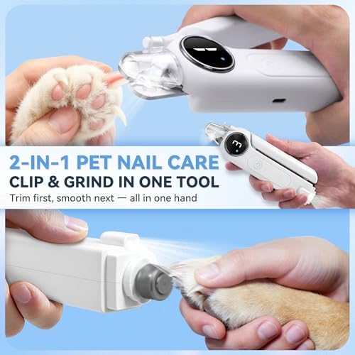 2-in-1 Quiet Electric Pet Nail Clipper & Grinder with Light for Dogs Cats - Image 2
