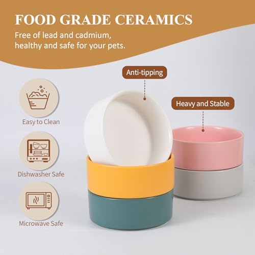 Elevated Ceramic Cat Bowl - Cat Food Bowl with Bamboo Stand - Raised Dog Dish for Puppies - Anti Vomiting, Stress Free - 13.5 oz / 400 ml - White - Image 4