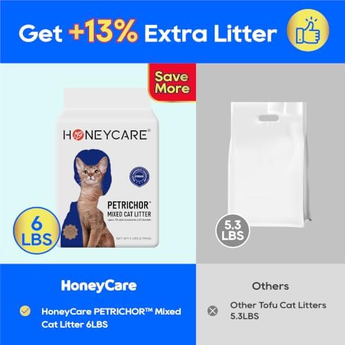 HONEY CARE Petrichor Mix Cat Litter I Tofu Cat Litter I Nature Plant-Based Pellets and Bentonite Sustainable I Low-Dust Qucik Clumping Superior Odor Control, 6 Lbs - Image 2