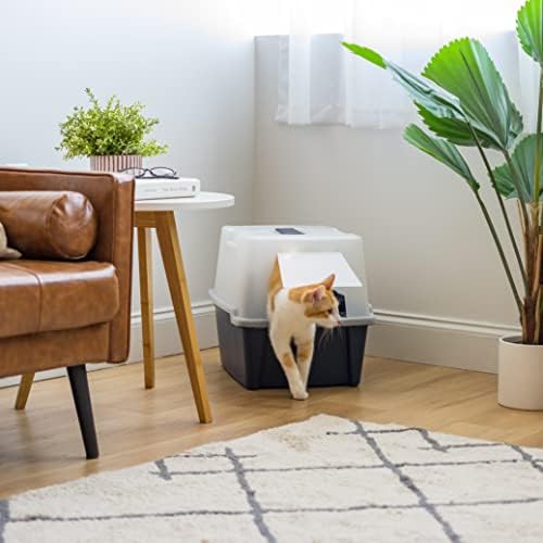 IRIS USA Large Front Door Cat Litter Box, Walk-in Entry, Navy - Image 5