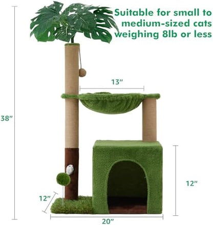 Woochpet 37"Cat Tree Tower With Scratching Post,Cozy Hammock For Indoor Cat - Image 2