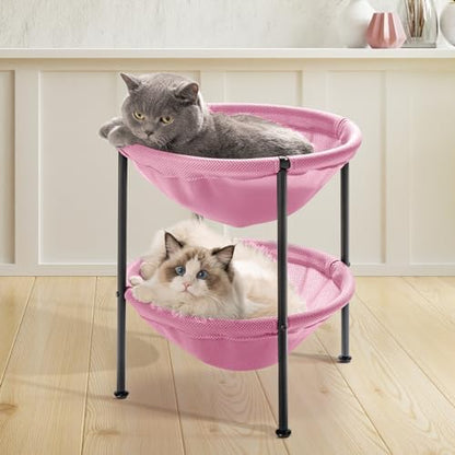 JUNSPOW Double Cat Bed Pink, Breathable for 2 Cats, 22.8in x18.7in x 18.7in by JUNSPOW