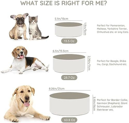 SPUNKYJUNKY 60OZ Ceramic Dog and Cat Bowl, Modern Cute Weighted Food Water Bowl for Replacement Grey (1 Pack) - Image 3