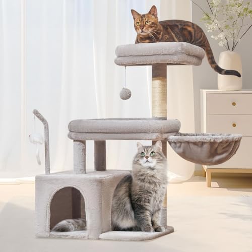 Taoqimiao 32.2in Cat Tree with Toy, Small Cat Tower for Indoor Cats, MS043W by Taoqimiao