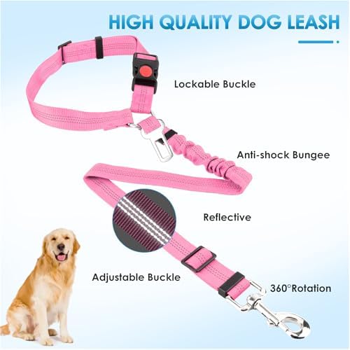 Lukovee Dog Seat Belt, 2 Pack, 3-in-1 Headrest & Seatbelt Clip & Latch - Image 5