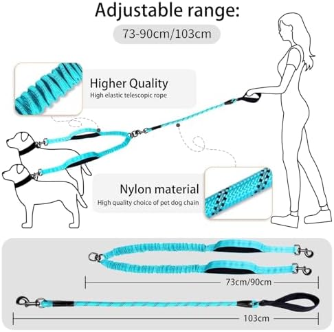Double Dog Leash, 18~120 Lbs, No Tangle with Padded Handles, 360° Swivel - Image 5