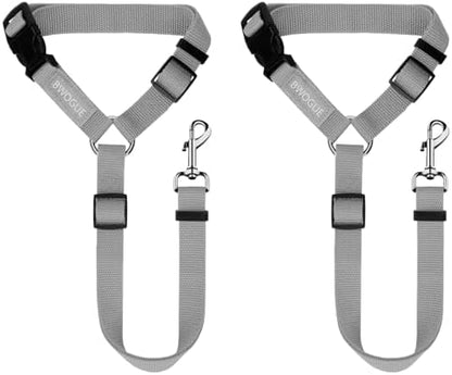 BWOGUE 2 Pack Dog Seat Belt for Car, Headrest Restraint Strap Set, Gray by BWOGUEPetHome