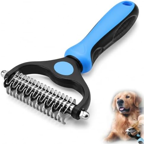 Dematting Comb for Dogs and Cats, Undercoat Rake for Dogs & Cats with Stainless Steel Teeth Deshedding Brush for Long and Thick Fur Pet, Removes Mats, Knots and Tangles in Pets by Unknown