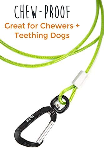 Mighty Paw Dog Leash - Anti Biting Pets Leashes - Chew Proof Metal Cable - Ideal for Large Dogs and Teething Puppies - Braided Cord with Padded Handle - Six Foot - Green - Image 3
