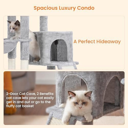 Heybly Cat Tree with Cat Self Groomer Brush, 42.5 inch HCT005SW - Image 5