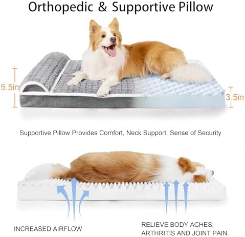 Orthopedic Large Dog Bed Pillow Pet Sofa Bed 48''X30'' Grey - Image 6