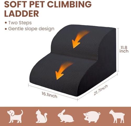Dog Stairs for Small Dogs, High Density Foam Dog Ramp, Extra Wide Non-Slip Pet Steps for High Beds Or Couch, Soft Foam Doggie Ladder for Dogs Injured, Older Pets, Small Cats - Image 2