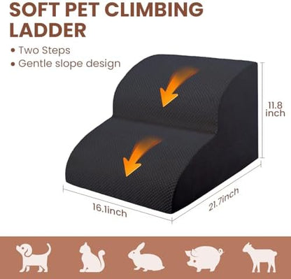 Dog Stairs for Small Dogs, High Density Foam Dog Ramp, Extra Wide Non-Slip Pet Steps for High Beds Or Couch, Soft Foam Doggie Ladder for Dogs Injured, Older Pets, Small Cats - Image 2