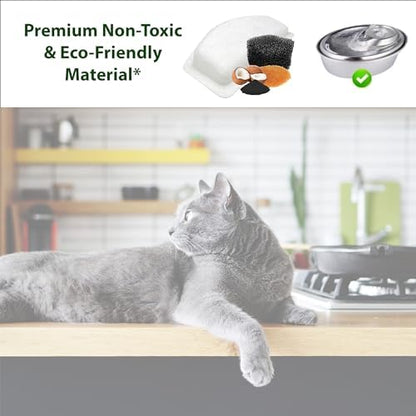 NISPIRA D30 Triple Filtration Charcoal Water Filter Replacements Compatible with ORSDA 67oz/2L Stainless Steal Pet Cat Water Fountain, 12 Packs - Image 3