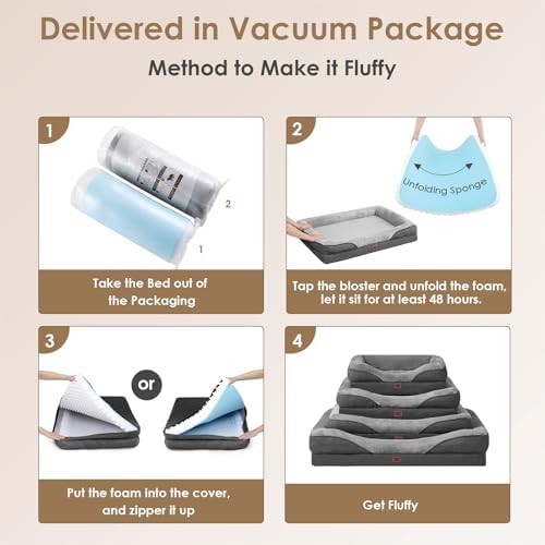 EHEYCIGA Orthopedic Dog Bed for Large Dog, Memory Foam Dog Couch, Grey - Image 6