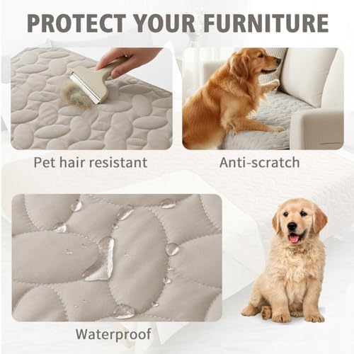 Ameritex Waterproof Pet Bed Cover Anti-Slip Dog Bed Blanket for Sofa and Furniture Waterproof New Pattern Design (Khaki, 30x53 Inch (Pack of 1)) - Image 2