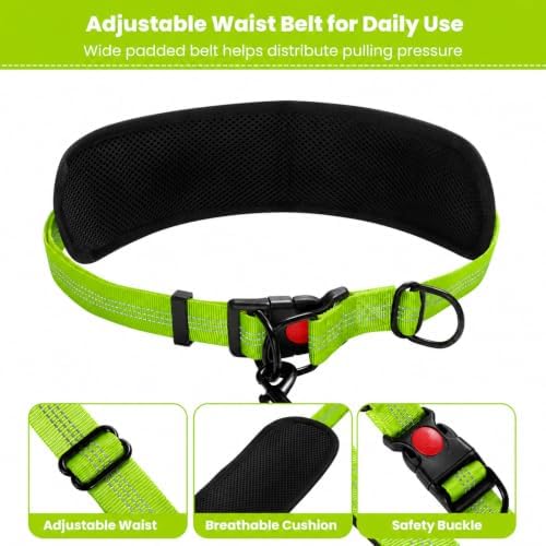 Hands Free Dog Leash, Adjustable Waist Belt 27-51", 2 Reflective Padded Handles, Comfortable Shock Absorbing Bungee, for Small Medium Large Dogs, Walking Jogging Running - Image 6
