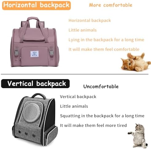 Pet Backpack Carrier for Small Dogs Medium Cats, Puppies,Breathable and Collapsible Design, Portable Travel Bag for Bearded Dragon,Rabbit Cage (Purple, Small) - Image 4