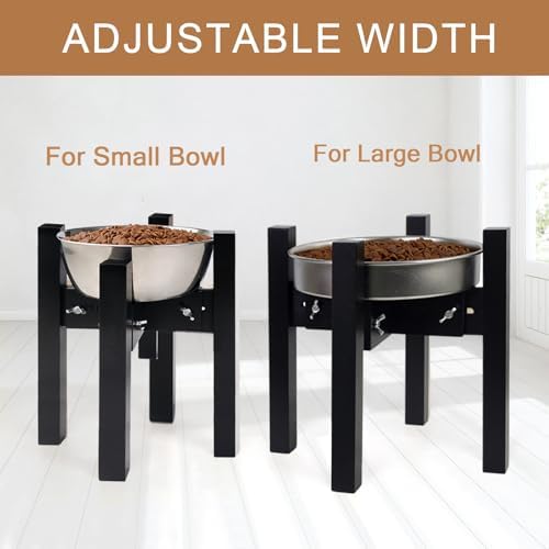 Elevated Dog Bowl Stand Adjustable Dog Food Holder 10”H Medium Black - Image 2