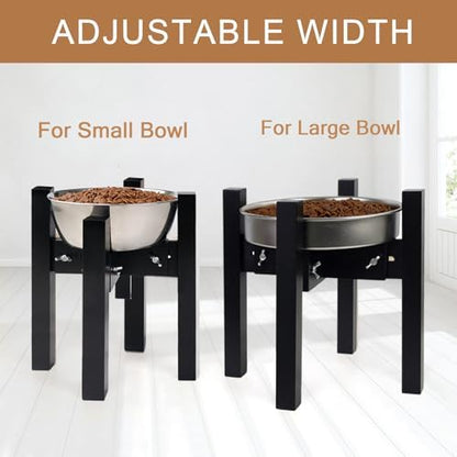 Elevated Dog Bowl Stand Adjustable Dog Food Holder 10”H Medium Black - Image 2