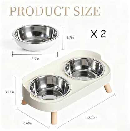 Elevated Cat Bowls, 2 Stainless Steel Raised Cat Food and Water Bowl Set, Splash Proof & Non-Slip, Whisker Fatigue Friendly, Dishwasher Safe for Cats and Small Dogs - White - Image 3