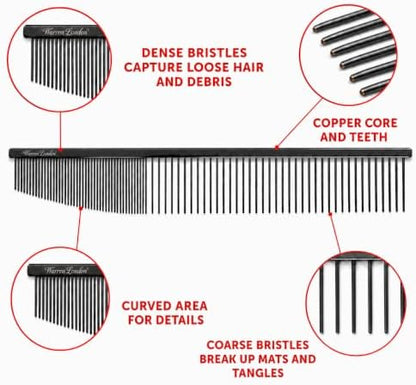 Warren London Contour Curve Copper Dog Grooming Comb, Fine/Coarse, 9 Inch - Image 2