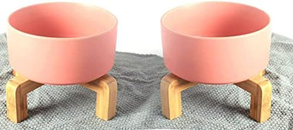 Petygooing Dog Cat Bowl Ceramic Pink Pet Dish with Stand for Food and Water, Modern Cute Matte Glaze Weighted Pet Bowls Set for Cats & Small Size Dogs 13.5 OZ (5.1In / 1.7 Cups) Pink - Image 6