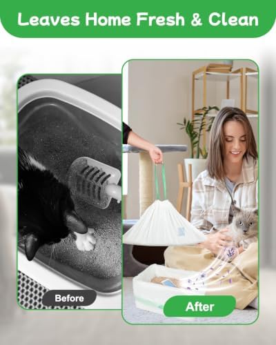 60 Count Cat Litter Box Liners for Automatic Litter Box, Pre-Separated Easy-Dispense Waste Bags with Drawstring, Heavy Duty Leak-Proof Liners Compatible with Litter-Robot 4/5/3, 25.2"x15.7" - Image 5