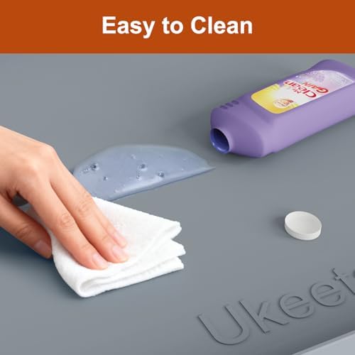 ukeetap 37" x 22" Extra Thick Silicone Mat Waterproof with Raised Edge, Under Sink Mat for Kitchen & Bathroom, Kitchen Cabinet Liner, Multi-Purpose for Storage & Protection, Gray - Image 6