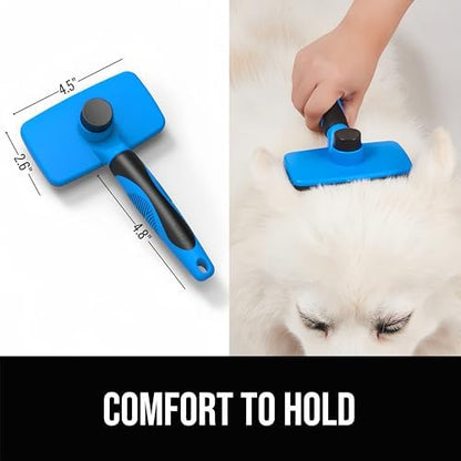 Design Patent Certificated Self Cleaning Slicker Brush for Dogs& Cats, Skin Friendly Grooming Dog& Cat Brush for Shedding and Deshedding, Pet Supplies Accessories,Blue - Image 2