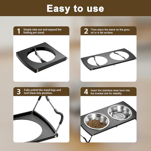 Elevated Cat Bowls with Foldable Stand and Feeder - Image 5