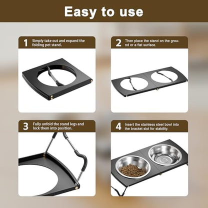 Elevated Cat Bowls with Foldable Stand and Feeder - Image 5