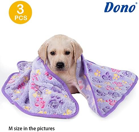 Dono 1 Pack 3 Dog Blankets for Small Dogs, Soft Fluffy Paw Print Pattern Fleece Pet Blanket Warm Sleep Mat, Puppy Kitten Blanket Doggy Mat for Dog Cat Kitten Doggy - Image 2