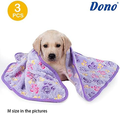 Dono 1 Pack 3 Dog Blankets for Small Dogs, Soft Fluffy Paw Print Pattern Fleece Pet Blanket Warm Sleep Mat, Puppy Kitten Blanket Doggy Mat for Dog Cat Kitten Doggy - Image 2