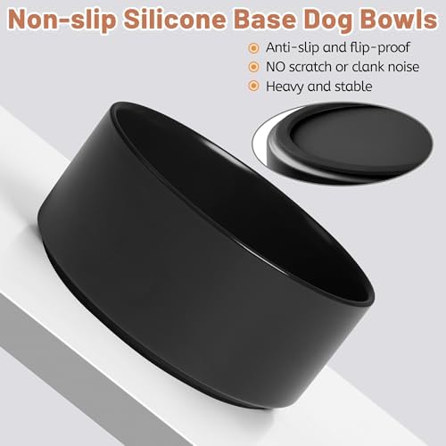 Ceramic Dog Bowls, Non Slip Dog Food and Water Bowl with Silicone Base, Heavy Pet Feeding Bowl for Small, Medium, and Big Dogs (Black, 6 Inches) - Image 3