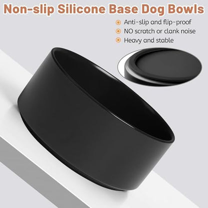 Ceramic Dog Bowls, Non Slip Dog Food and Water Bowl with Silicone Base, Heavy Pet Feeding Bowl for Small, Medium, and Big Dogs (Black, 6 Inches) - Image 3