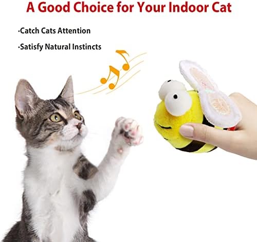 Gigwi Interactive Cat Set - Squeaky Feather Toys for Indoor Cats, 3PCS Plush Pack Including Mouse Hunt, Chase Bird, and Chirping Bee - Image 3