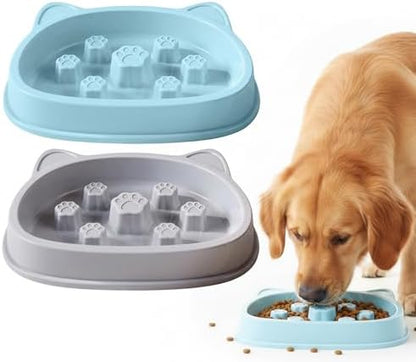 Slow Feeder Dog Bowls, 2PCS Interactive Anti-Choking Dog Food Bowls, Puzzle Maze Food Bowl Slow Feeding Bloat Stop, Non-Slip Slow Eating Pet Bowl for Small Medium Large Dogs & Cats (Blue,Gray) by Doysmevs