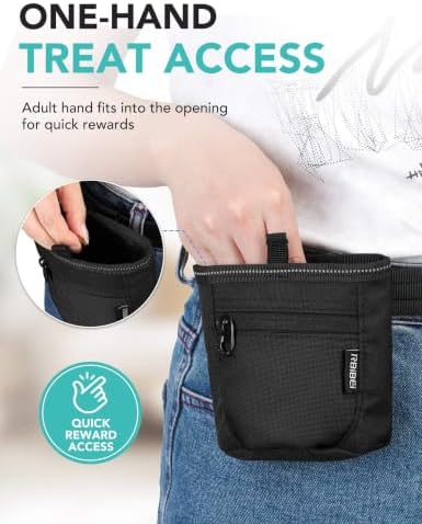 1¼-Cup Magnetic Closures Dog Training Treat Pouch with Clip (Black) - Image 3