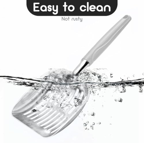 Cat Litter Scoop, Metal Cat Scooper, Plastic Handle Scoop, Sifting Shovel for Christmas – Heavy Duty Aluminum Alloy Litter Box Scoop with Deep Mesh, Design for Easy Waste Removal and Cleaning(Gray) - Image 5