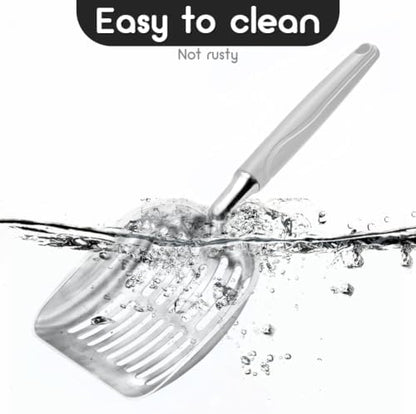 Cat Litter Scoop, Metal Cat Scooper, Plastic Handle Scoop, Sifting Shovel for Christmas – Heavy Duty Aluminum Alloy Litter Box Scoop with Deep Mesh, Design for Easy Waste Removal and Cleaning(Gray) - Image 5